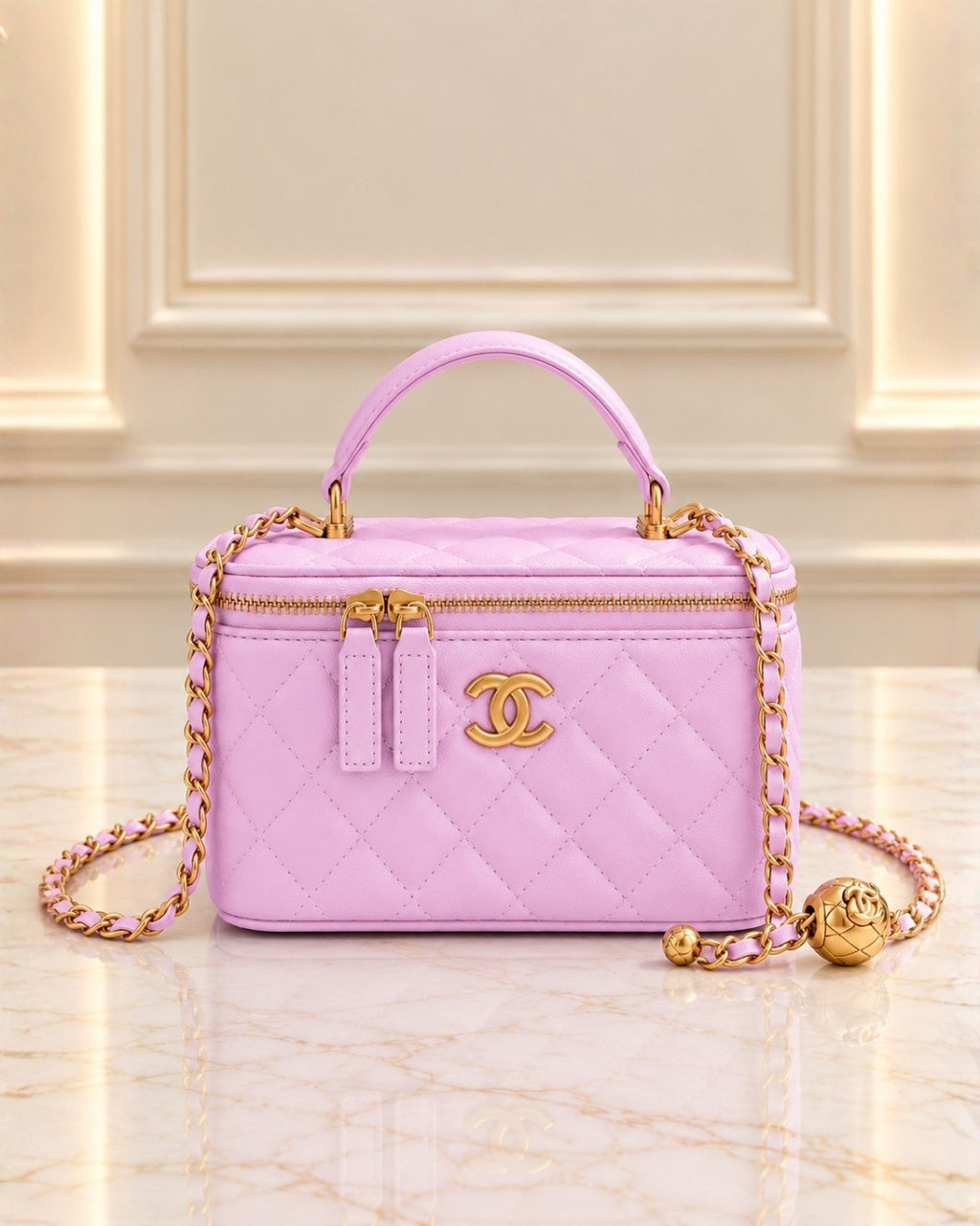 CHANEL Quilted Vanity Top Handle Bag 18cm