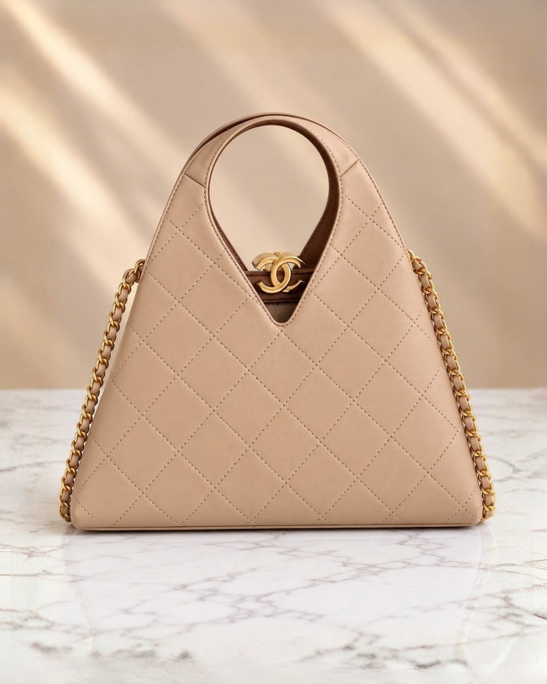 CHANEL Quilted V-Handle Bag 25cm A+