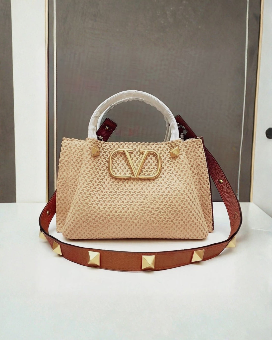 VALENTINO VLogo Woven Top Handle Bag 26cm