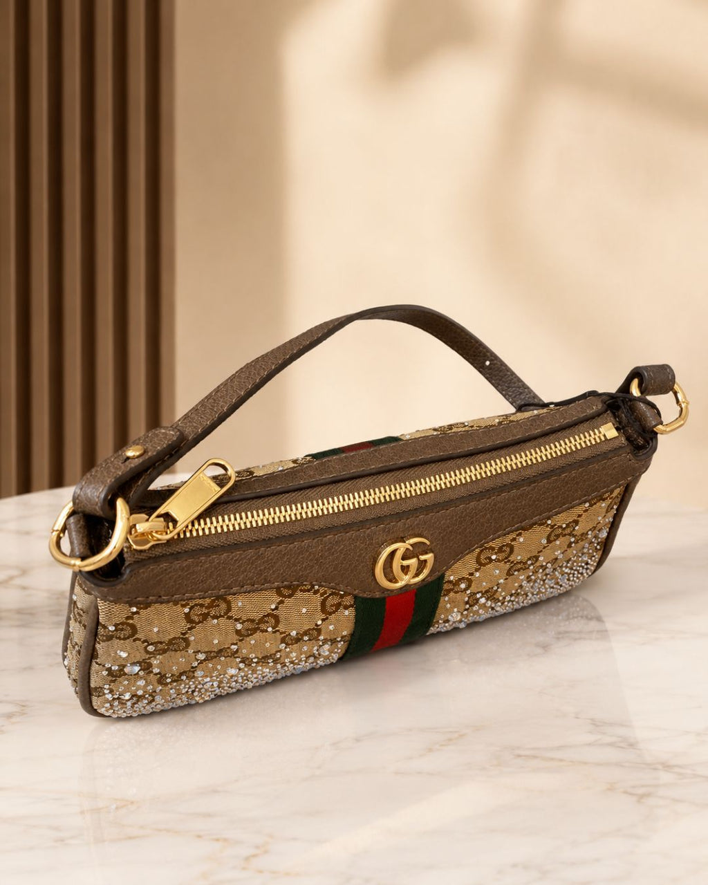 GUCCI Crystal Encrusted Shoulder Bag 25cm A+