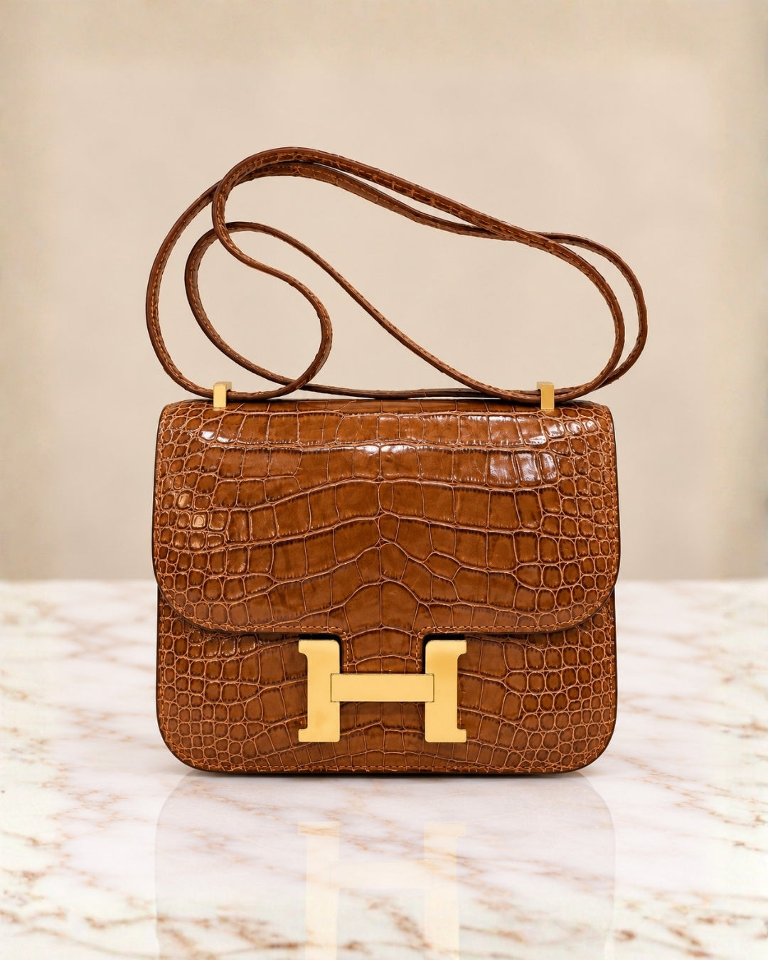 Hermès Croc Shoulder Bag 20cm