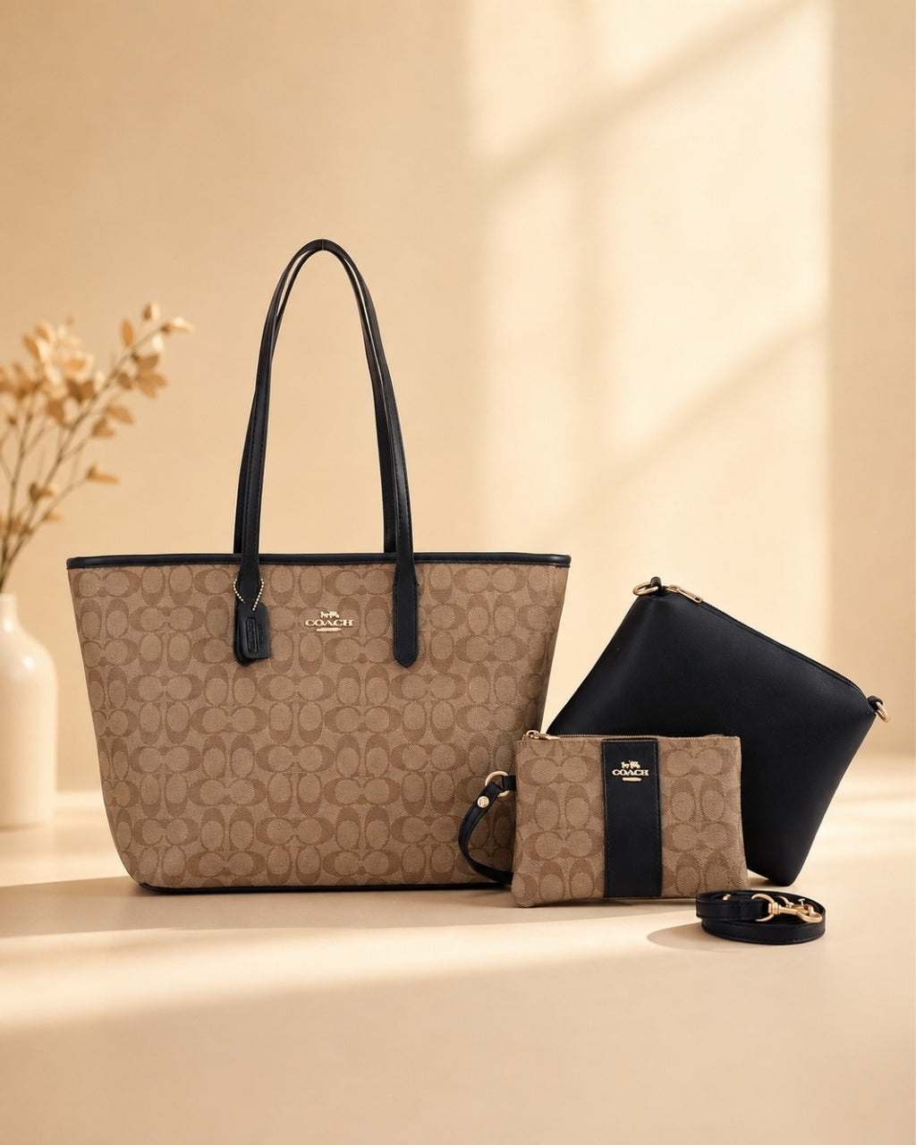 COACH Signature Tote 3-Piece Set 31 cm