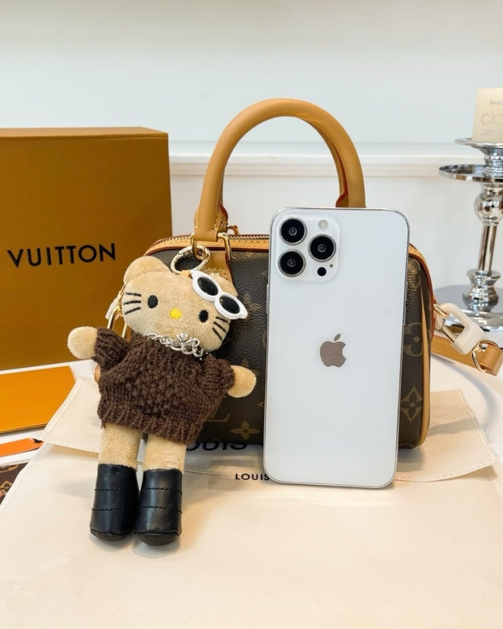 LV Speedy Mini with Teddy Charm 20cm A+