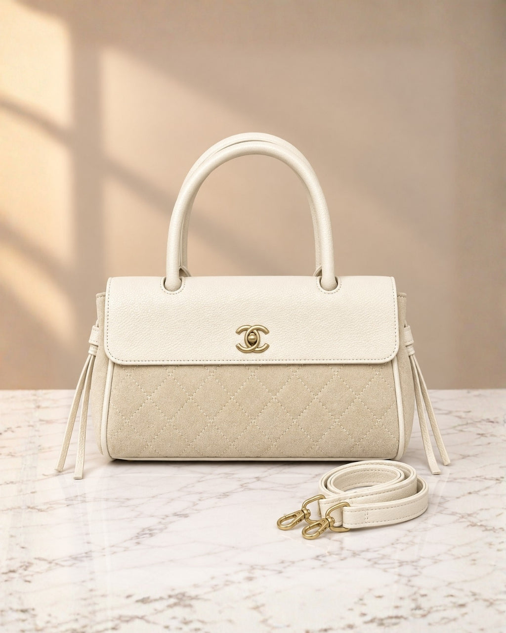 Chanel Suede Top Handle Shoulder Bag 27cm