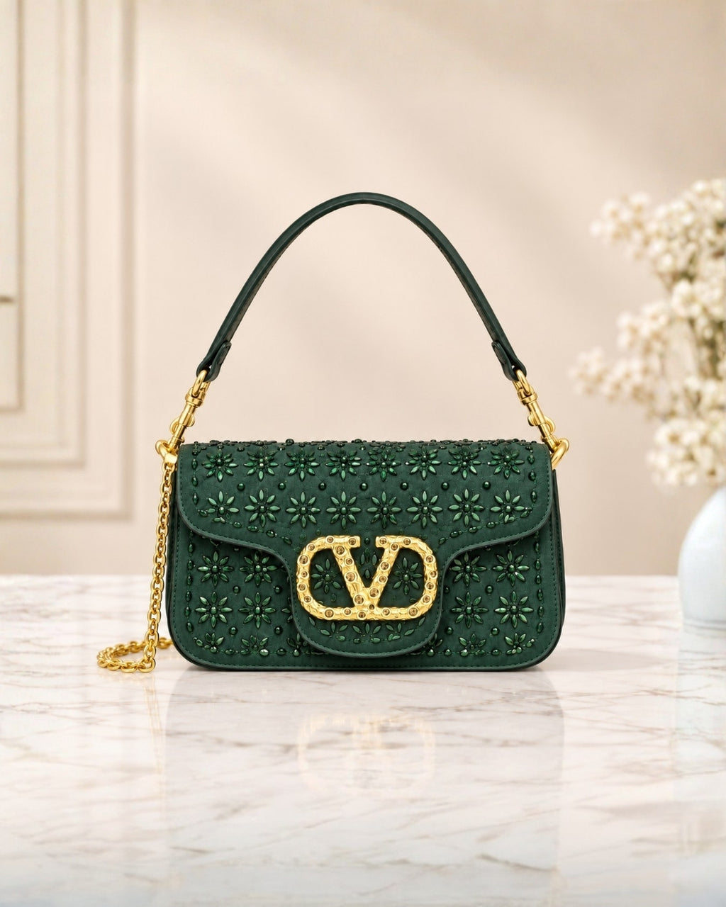 VALENTINO Floral Crystal Bag Small 22cm