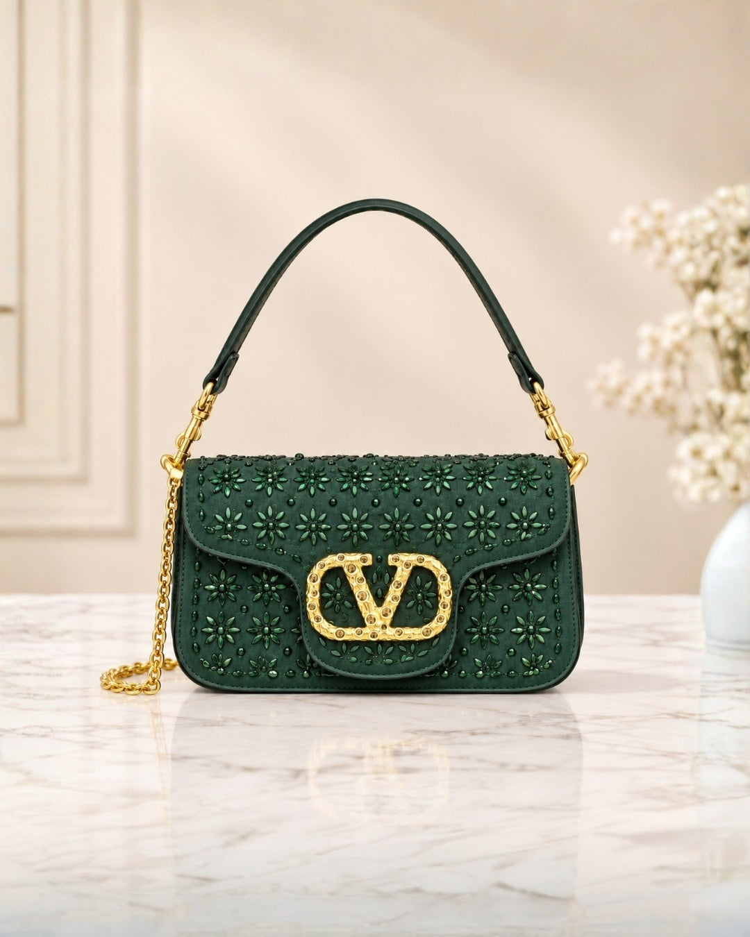 VALENTINO Floral Crystal Bag Small 22cm