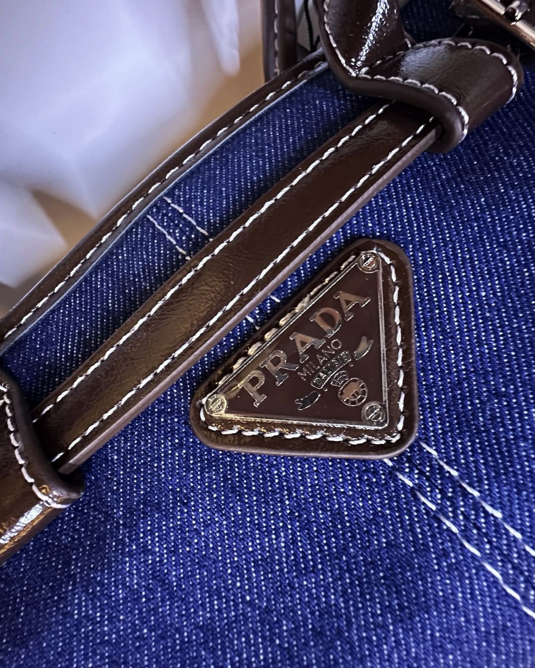 PRADA Denim Tote Bag 32cm A+