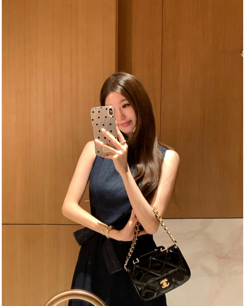 CHANEL Glossy Quilted Mini Top Handle Bag 20cm