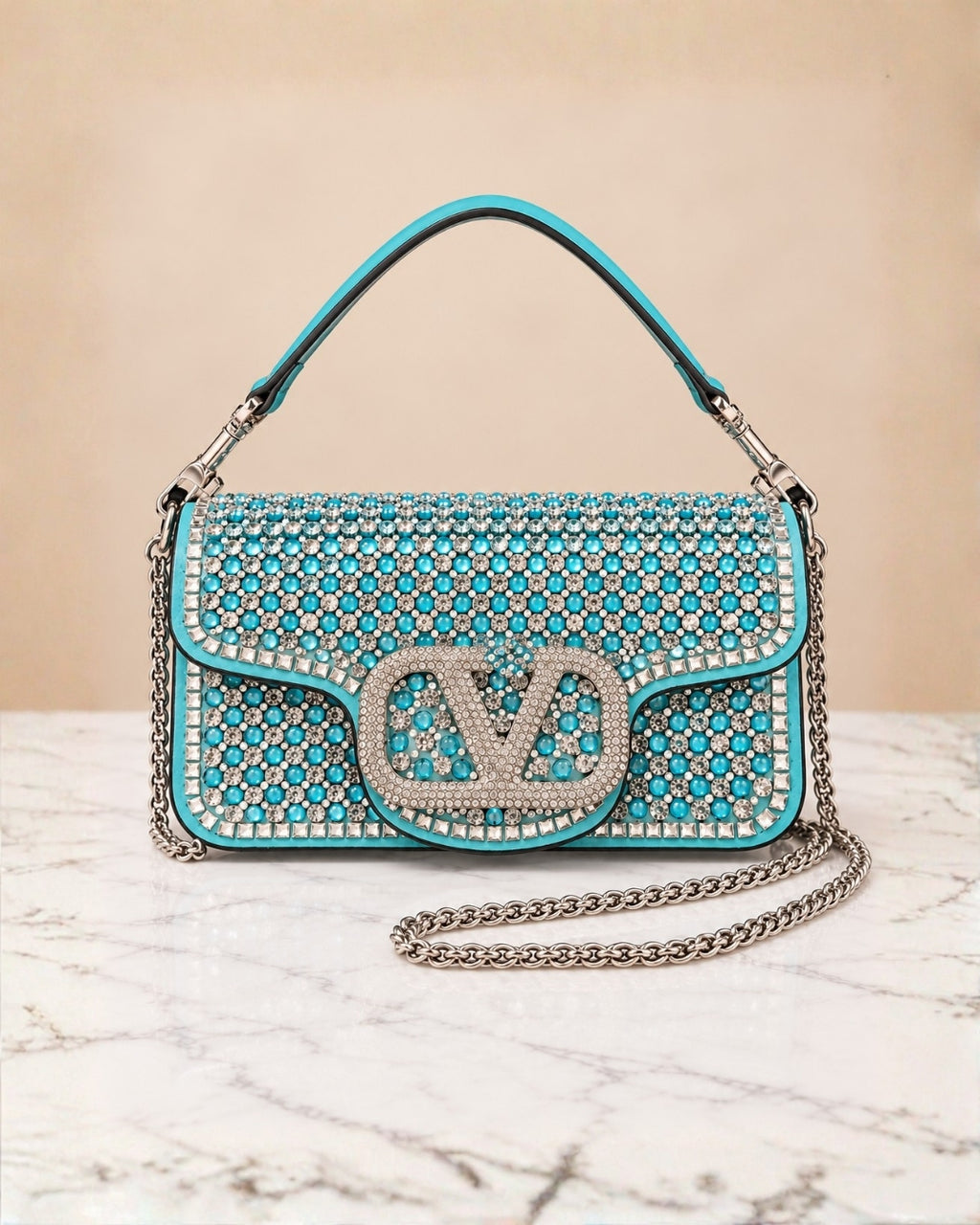 VALENTINO Crystal Shoulder Bag 24cm A+