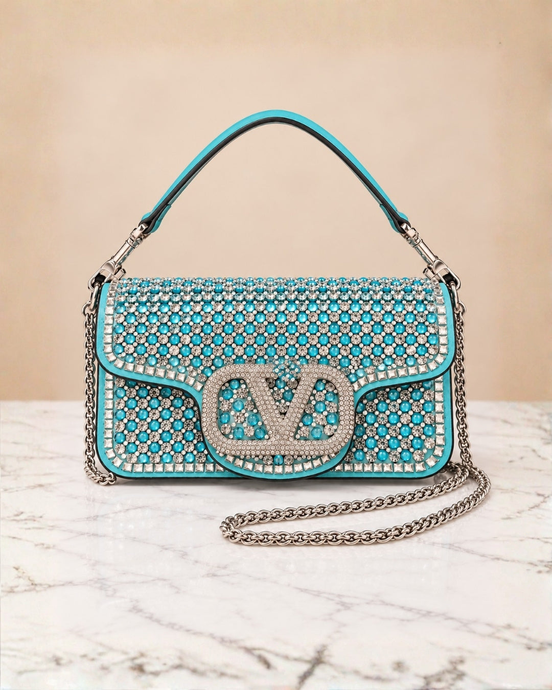 VALENTINO Crystal Shoulder Bag 24cm A+