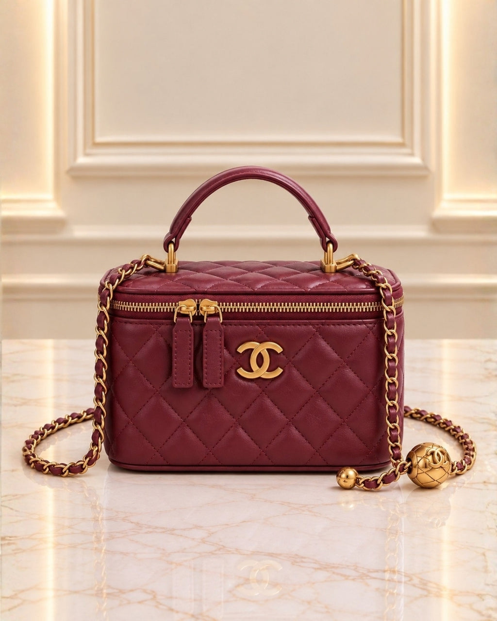CHANEL Quilted Vanity Top Handle Bag 18cm