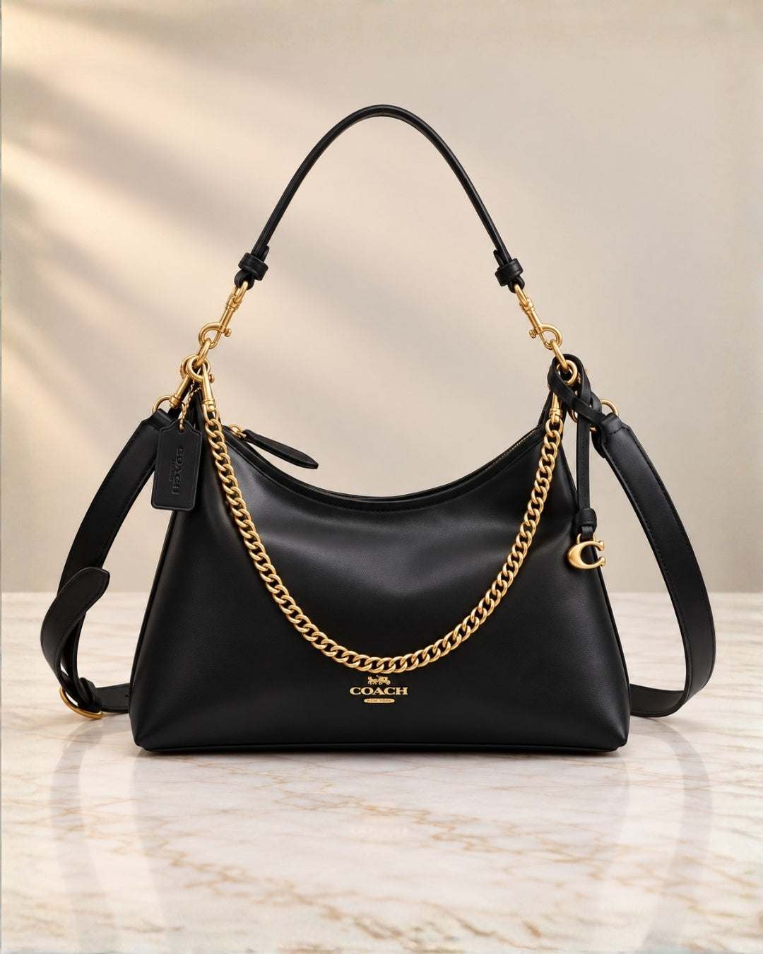 Coach Signature Chain Hobo Shoulder Bag 35cm