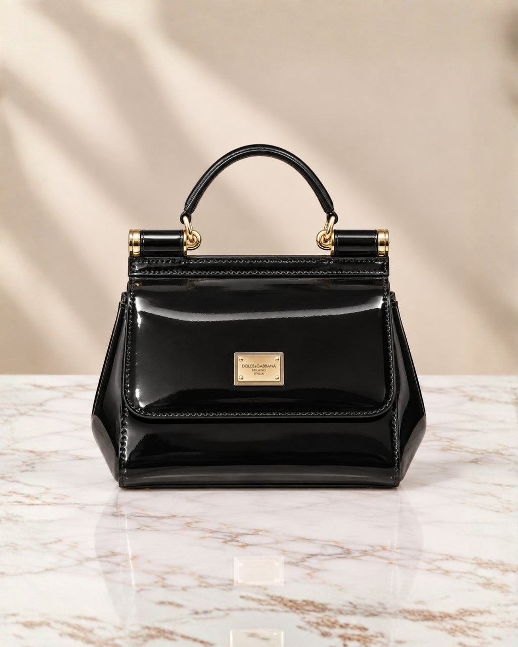 DOLCE & GABBANA Glossy Top Handle Bag 20cm