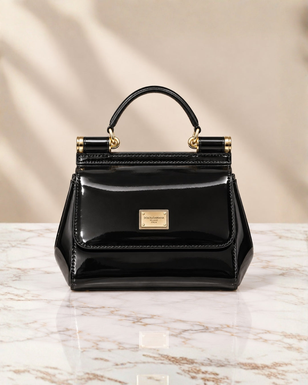DOLCE & GABBANA Glossy Top Handle Bag 20cm