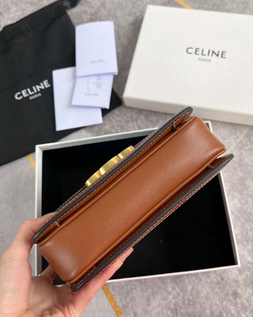 CELINE Triomphe Canvas Shoulder Bag 18cm