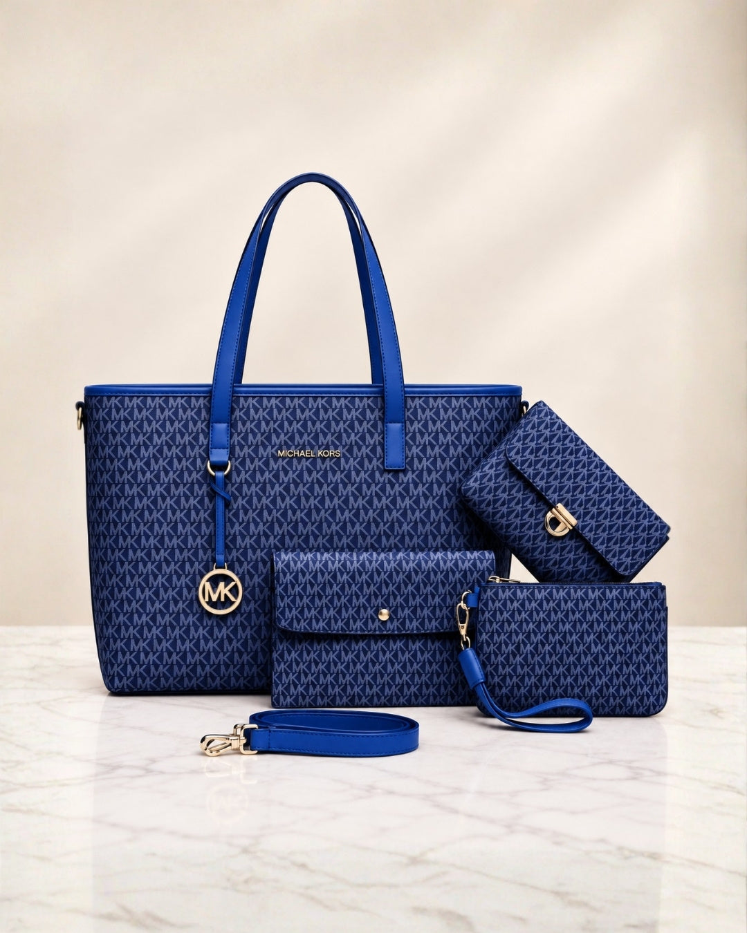MK Multi-Piece Navy Tote Bag Set 44cm