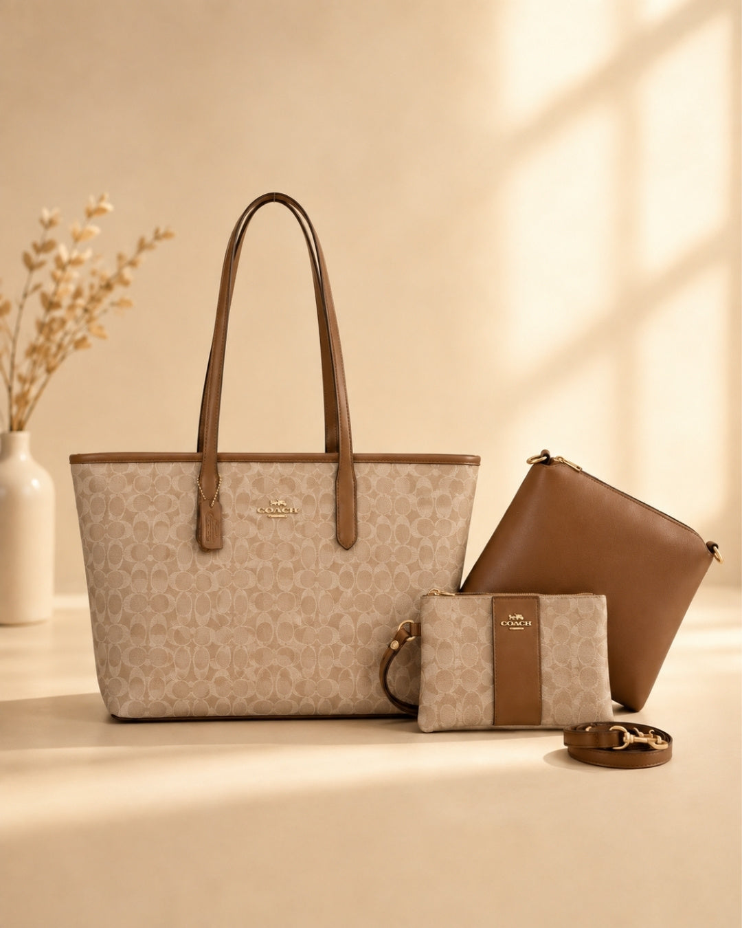 COACH Signature Tote 3-Piece Set 31 cm