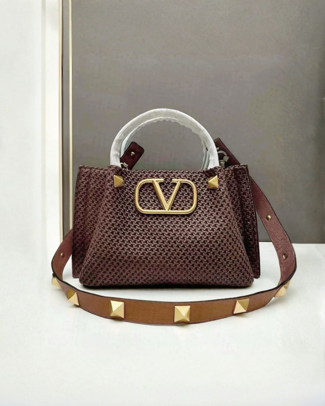 VALENTINO VLogo Woven Top Handle Bag 26cm