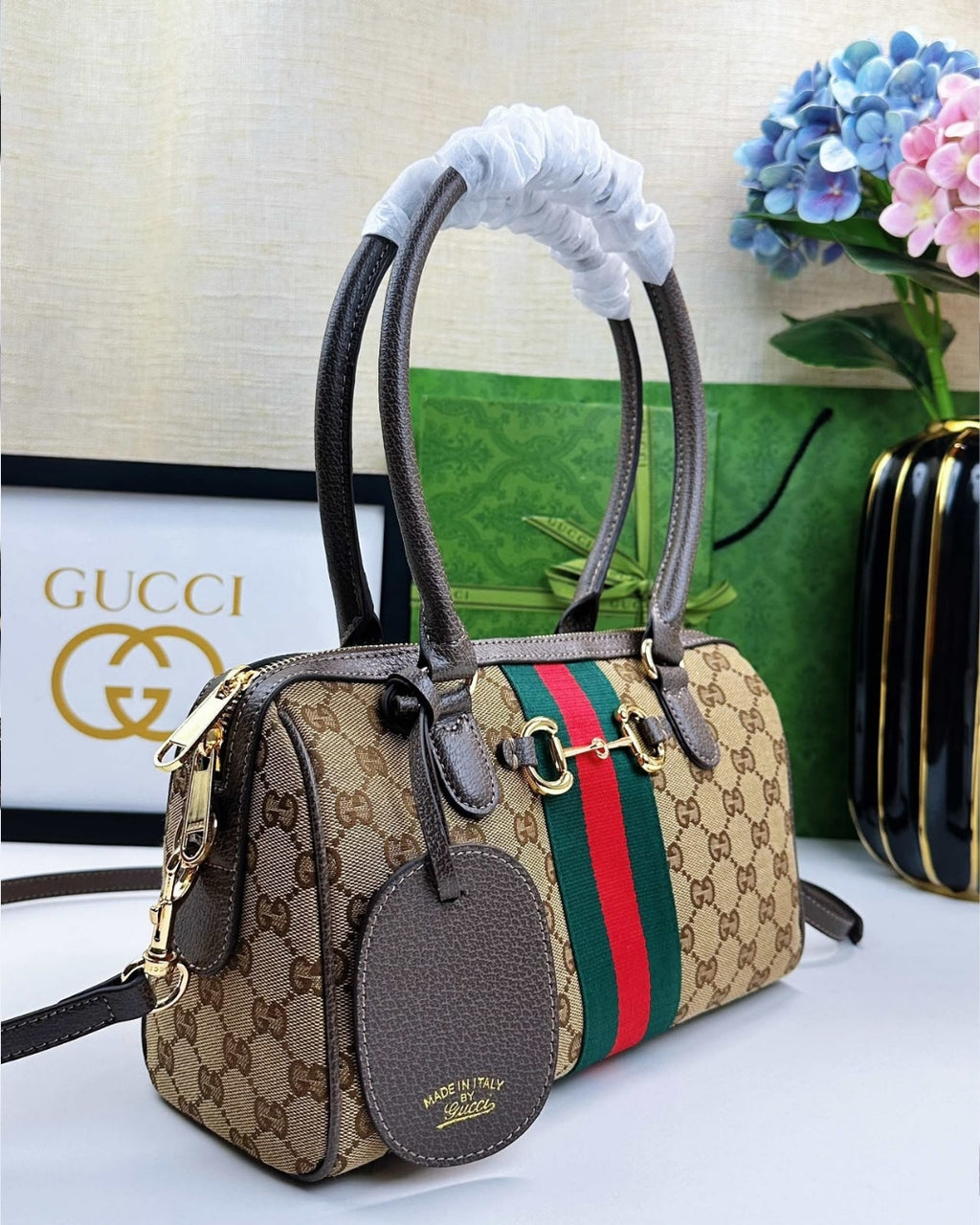 GUCCI Web Boston Tote 30cm