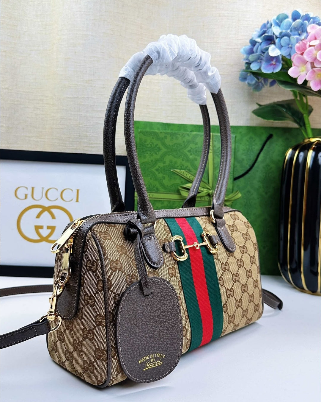 GUCCI Web Boston Tote 30cm
