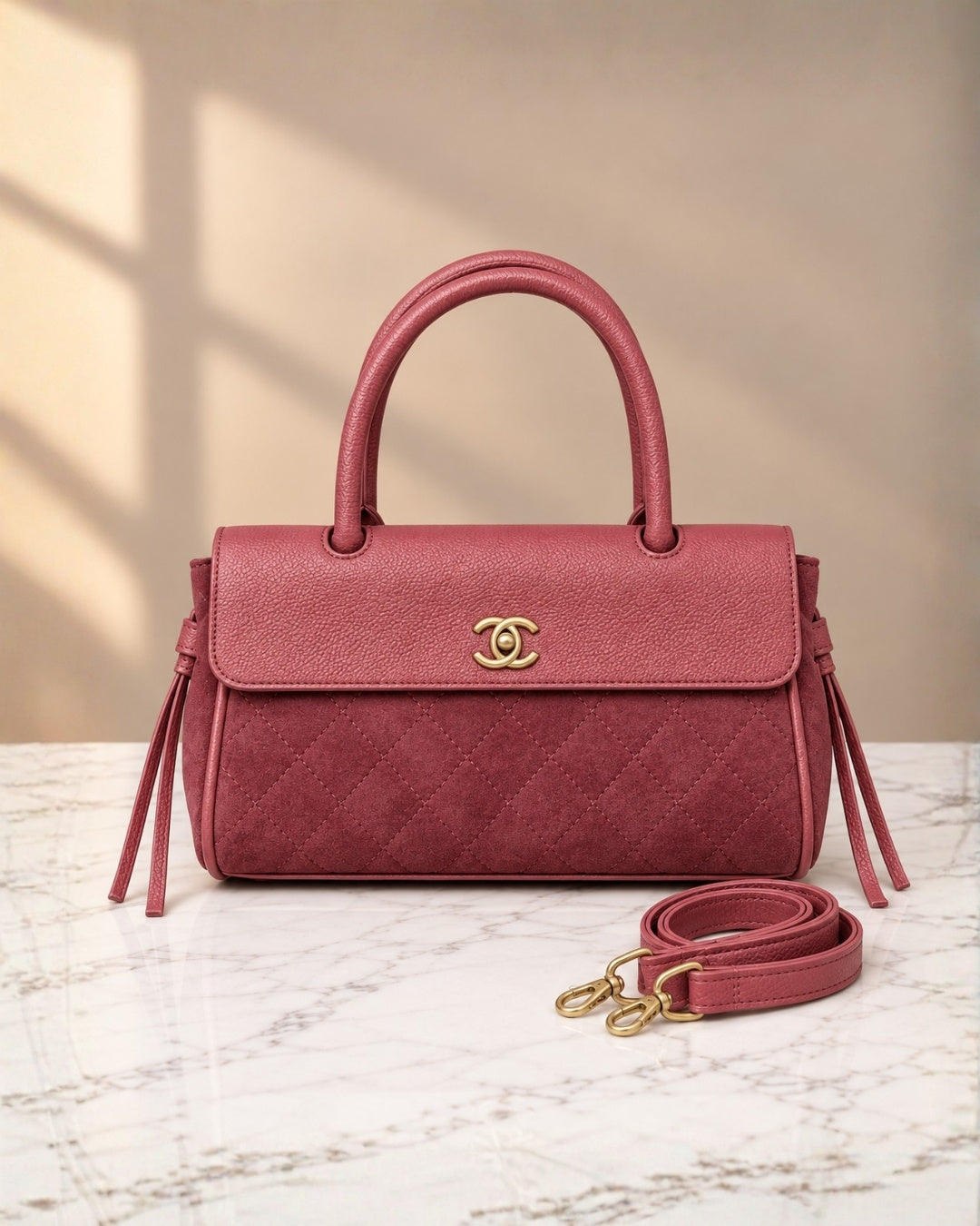 Chanel Suede Top Handle Shoulder Bag 27cm