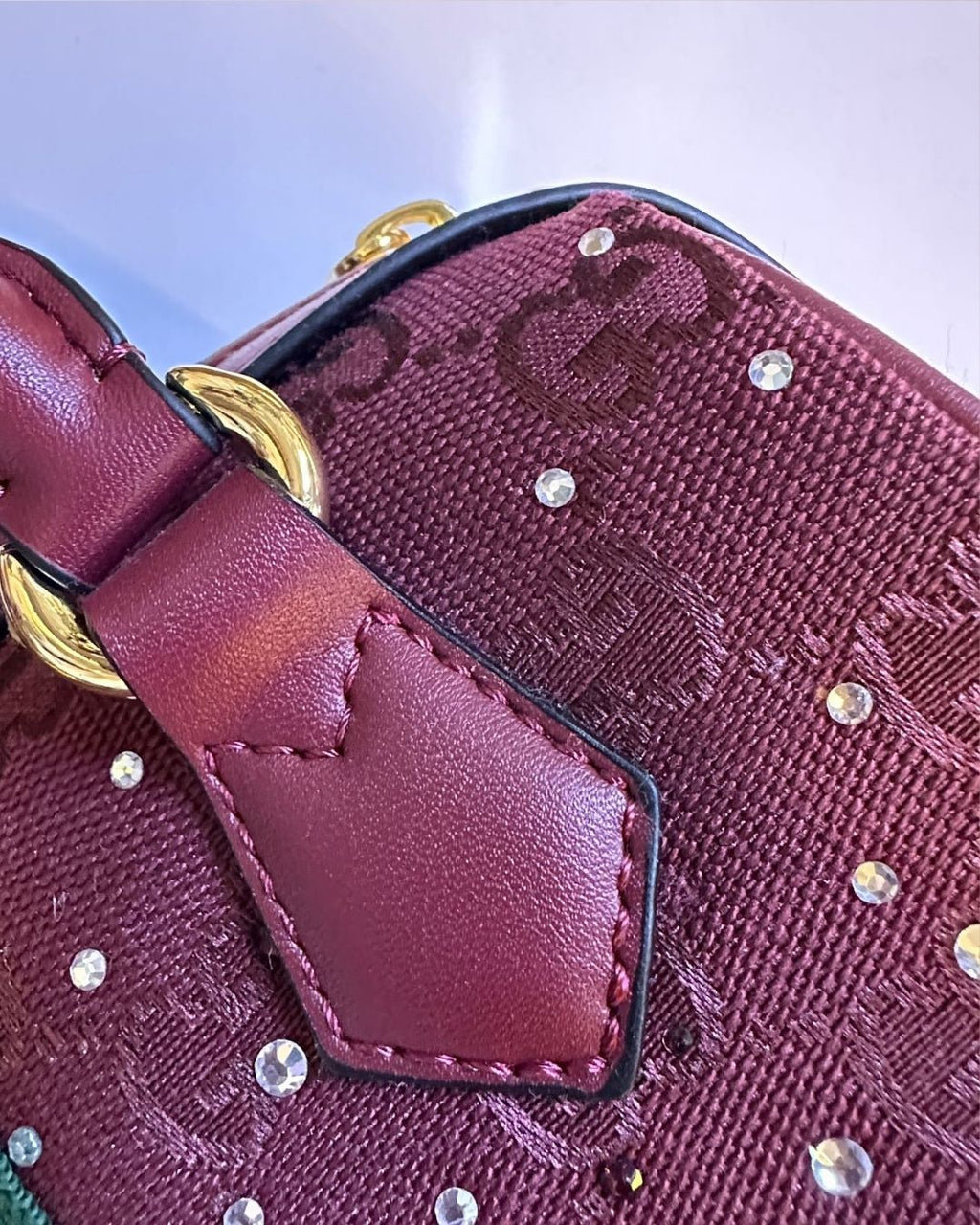 GUCCI Crystal Encrusted Boston Bag 22 cm A+