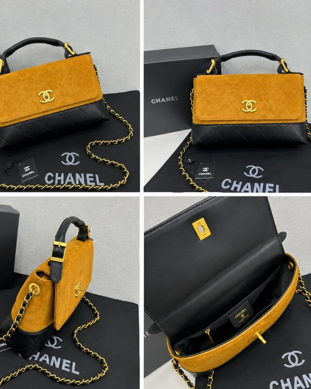 CHANEL Two-Tone Suede Shoulder Bag 29cm
