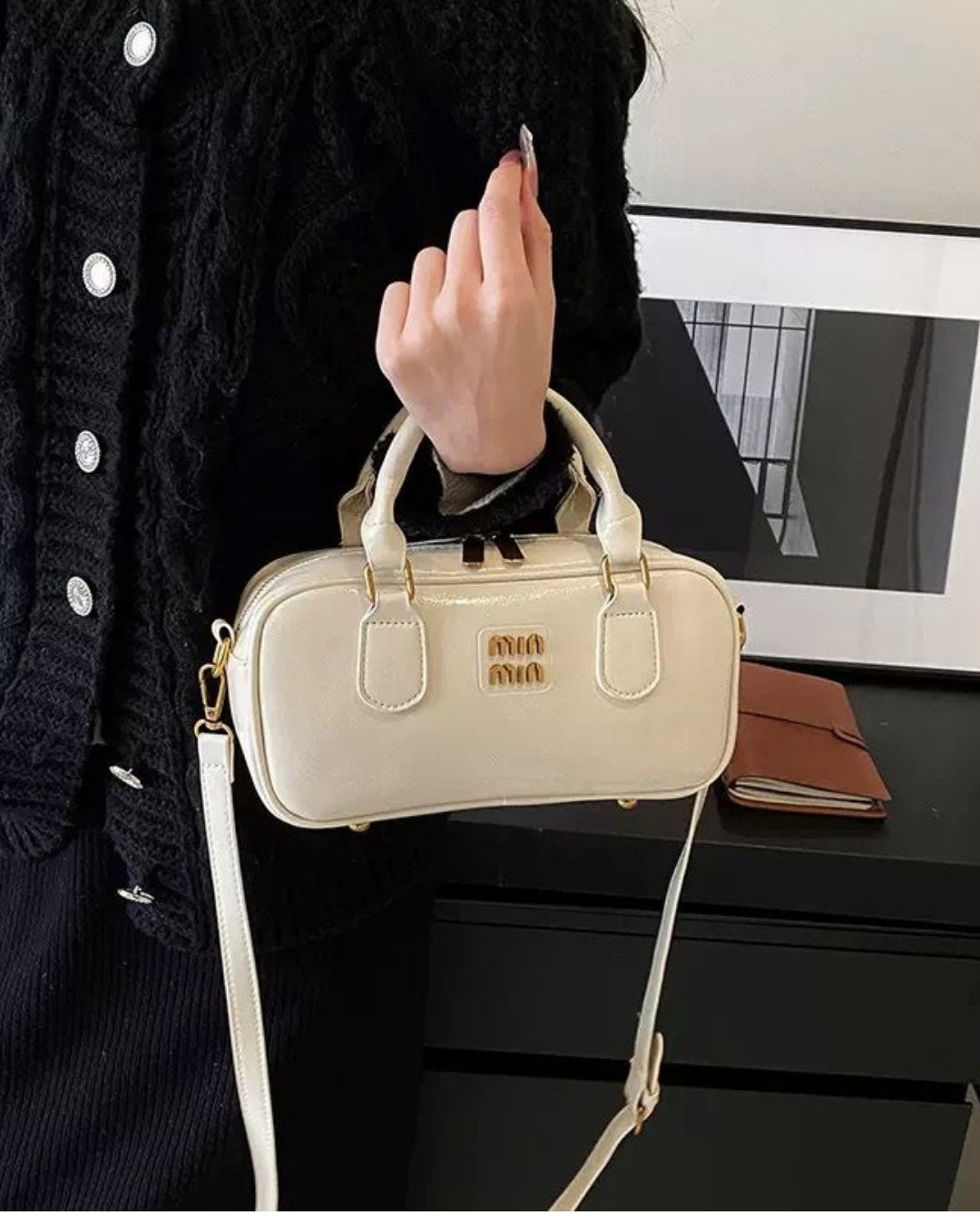 MIU MIU Glossy Mini Boston Bag 22cm