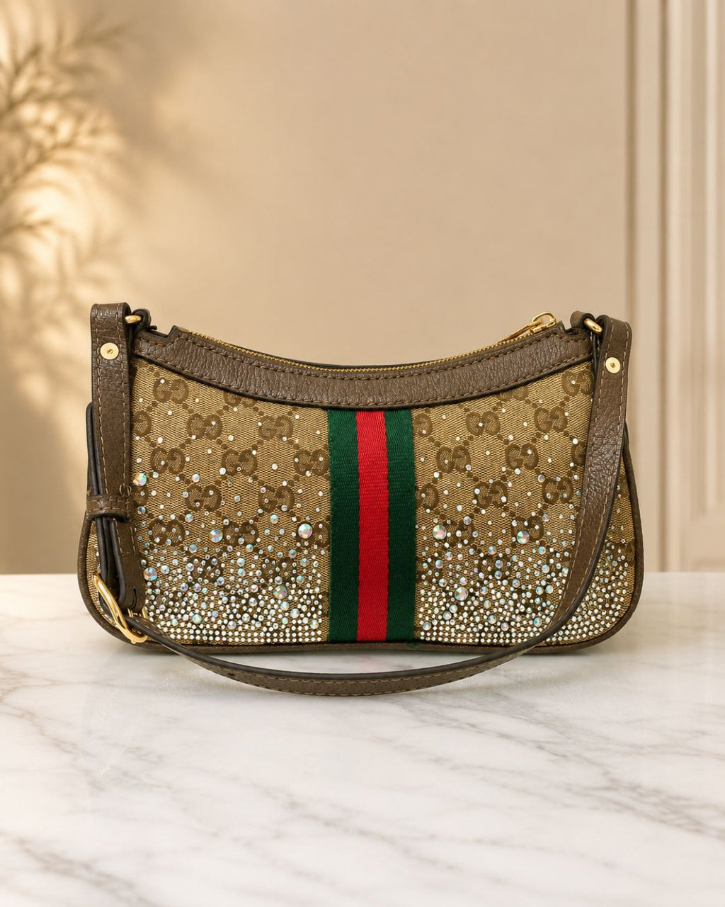 GUCCI Crystal Encrusted Shoulder Bag 25cm A+
