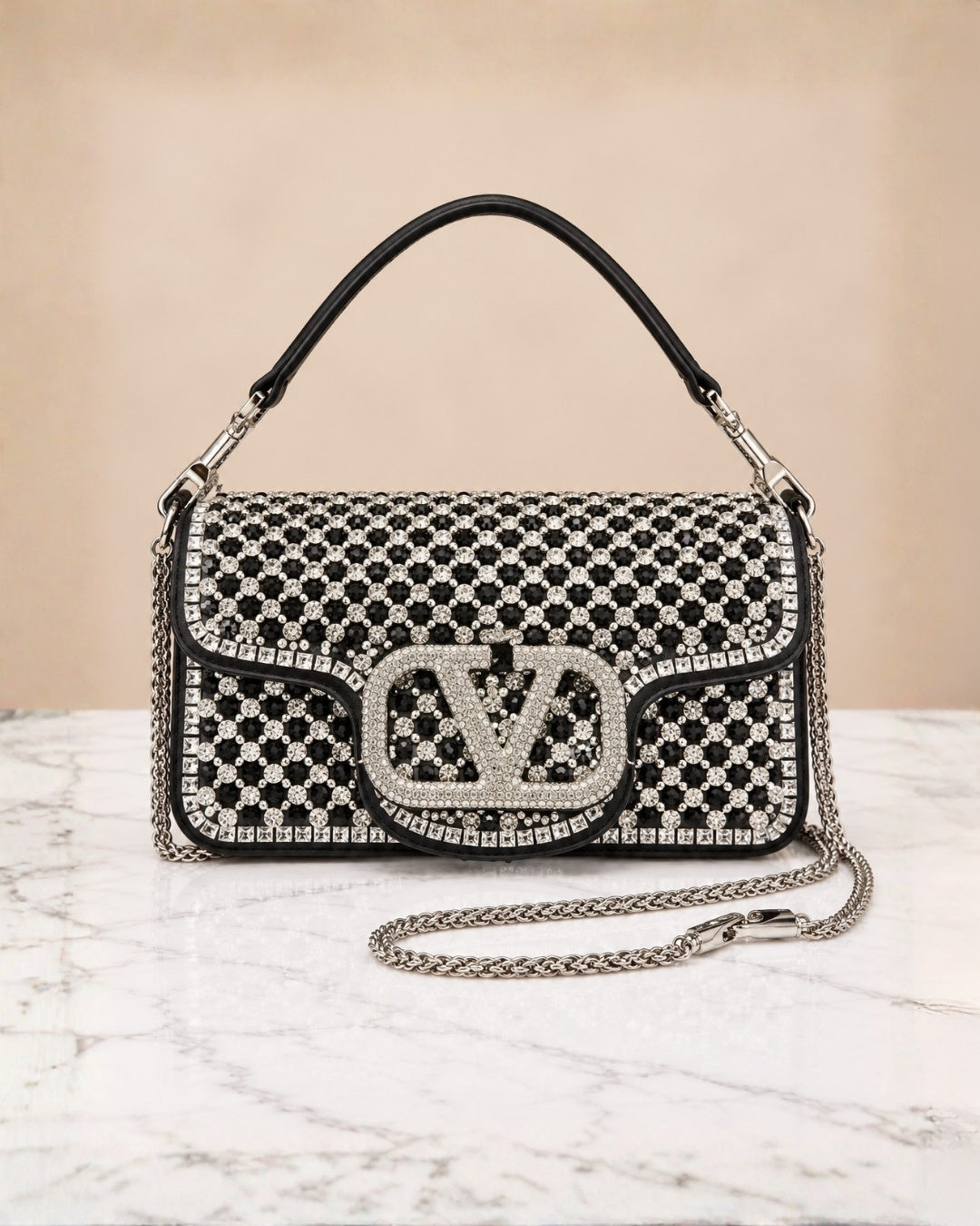 VALENTINO Crystal Shoulder Bag 24cm A+