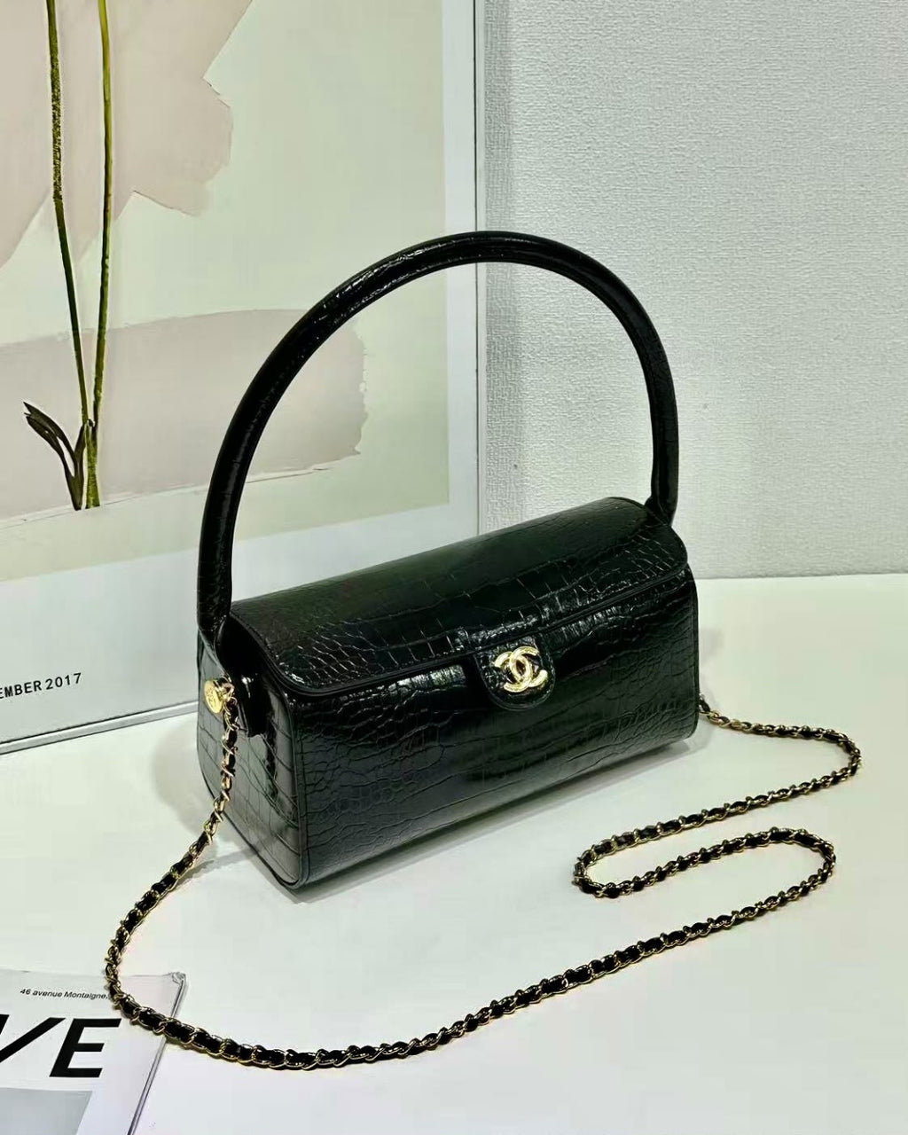 CHANEL Croc Shoulder Bag 25cm
