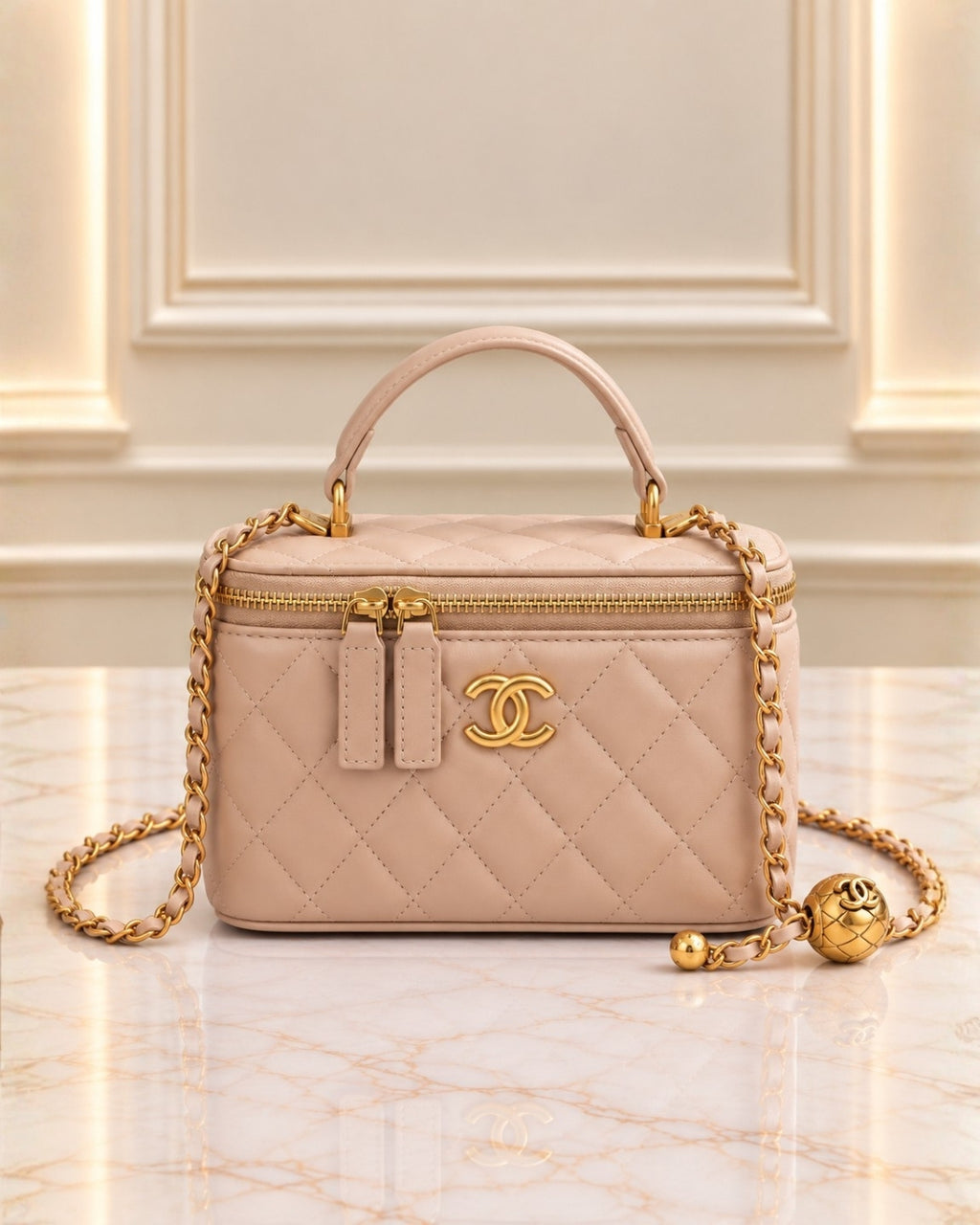 CHANEL Quilted Vanity Top Handle Bag 18cm