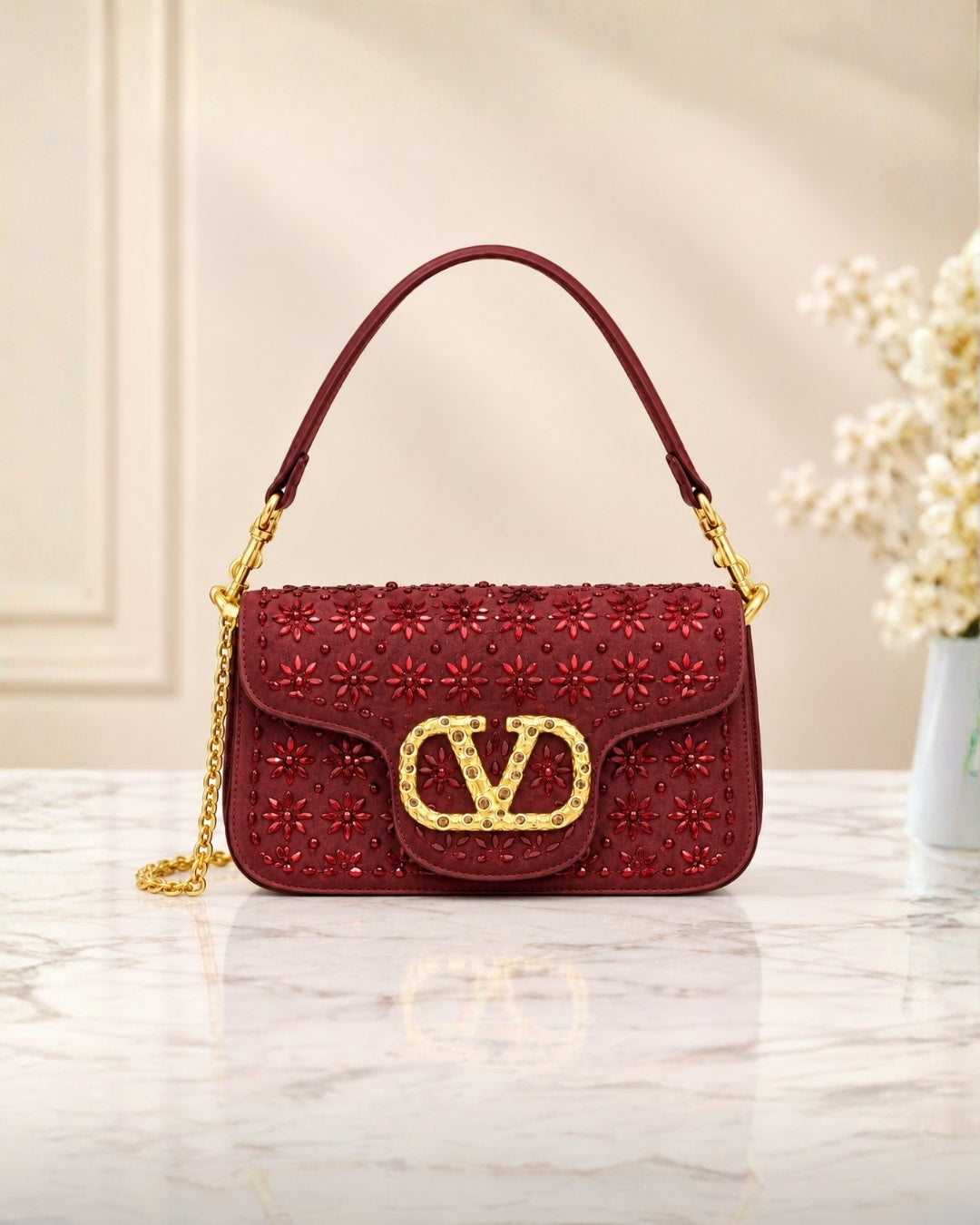 VALENTINO Floral Crystal Bag Small 22cm