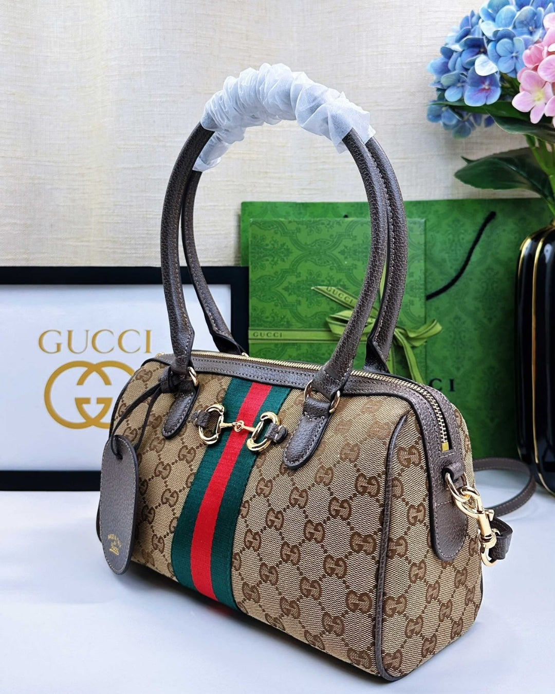 GUCCI Web Boston Tote 30cm
