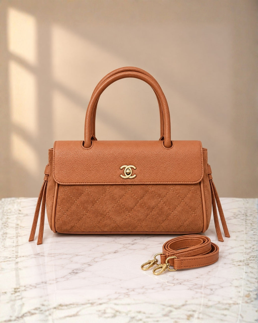 Chanel Suede Top Handle Shoulder Bag 27cm