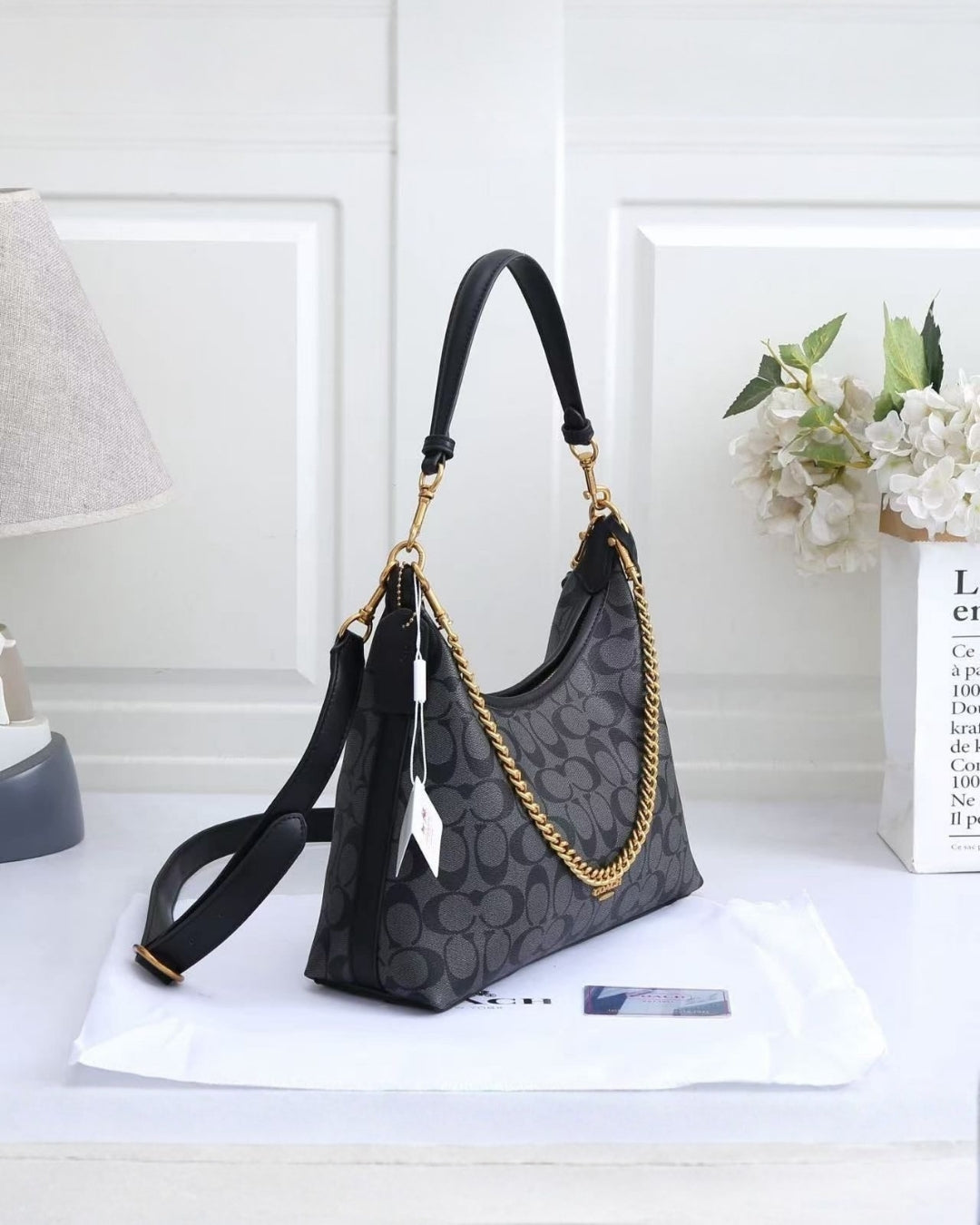 Coach Signature Chain Hobo Shoulder Bag 35cm