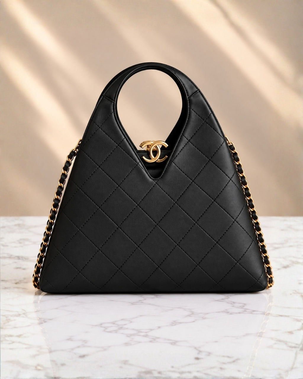 CHANEL Quilted V-Handle Bag 25cm A+