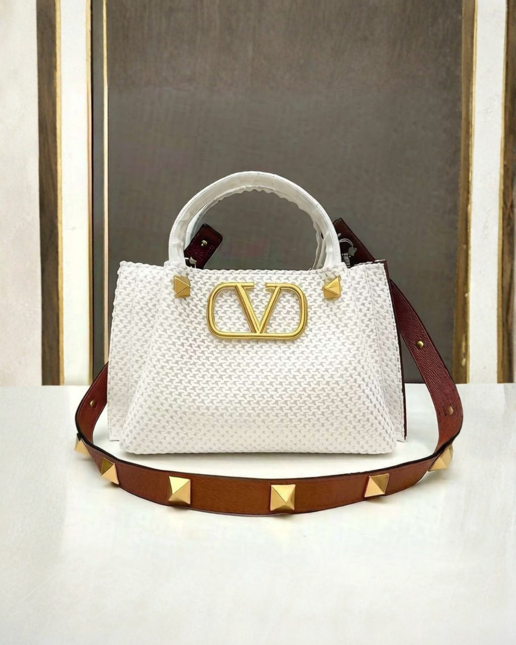 VALENTINO VLogo Woven Top Handle Bag 26cm