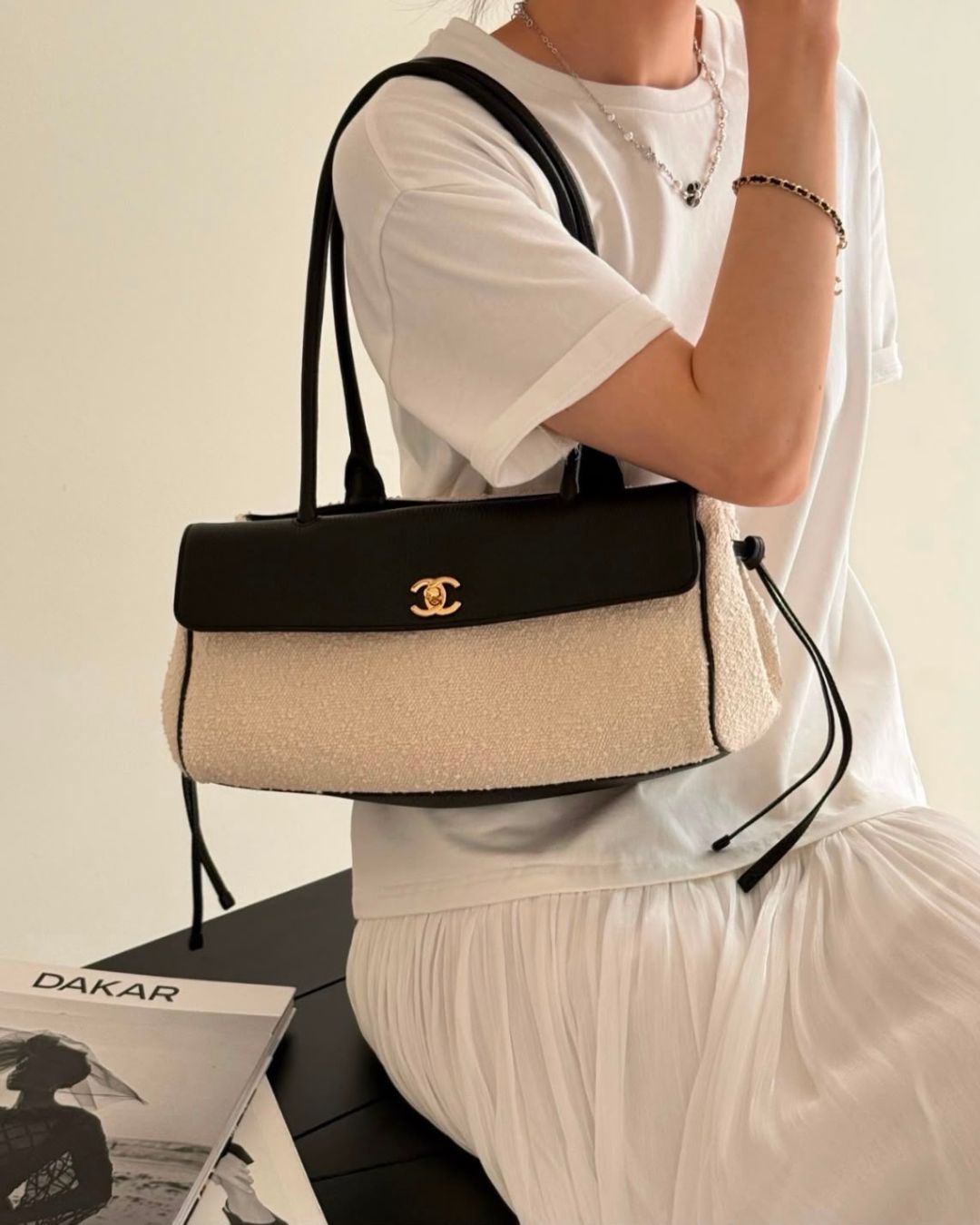 CHANEL Two-Tone Flap Bag 32 cm A+
