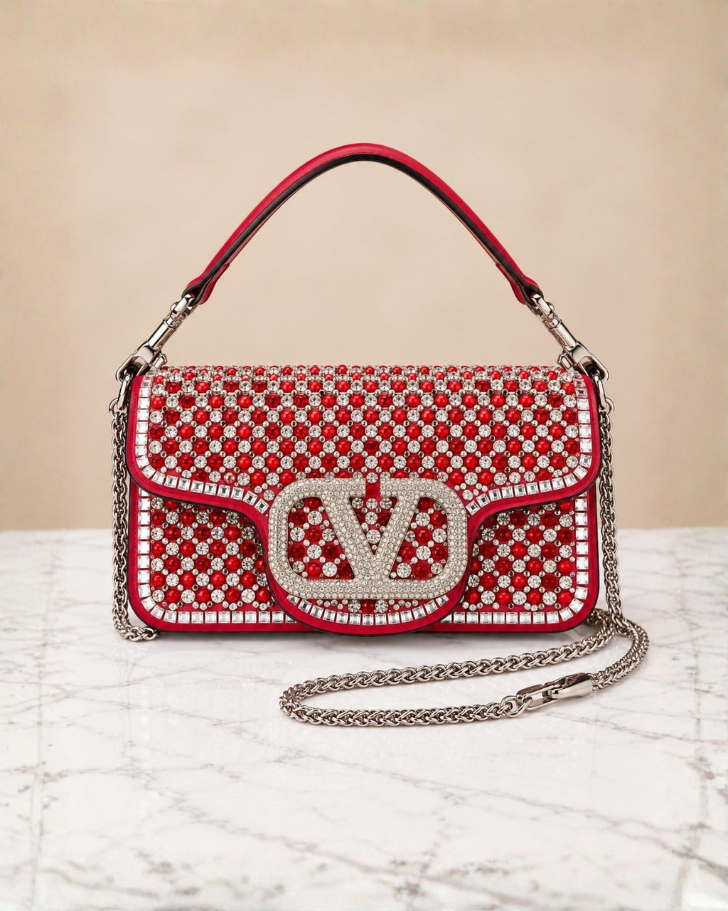 VALENTINO Crystal Shoulder Bag 24cm A+