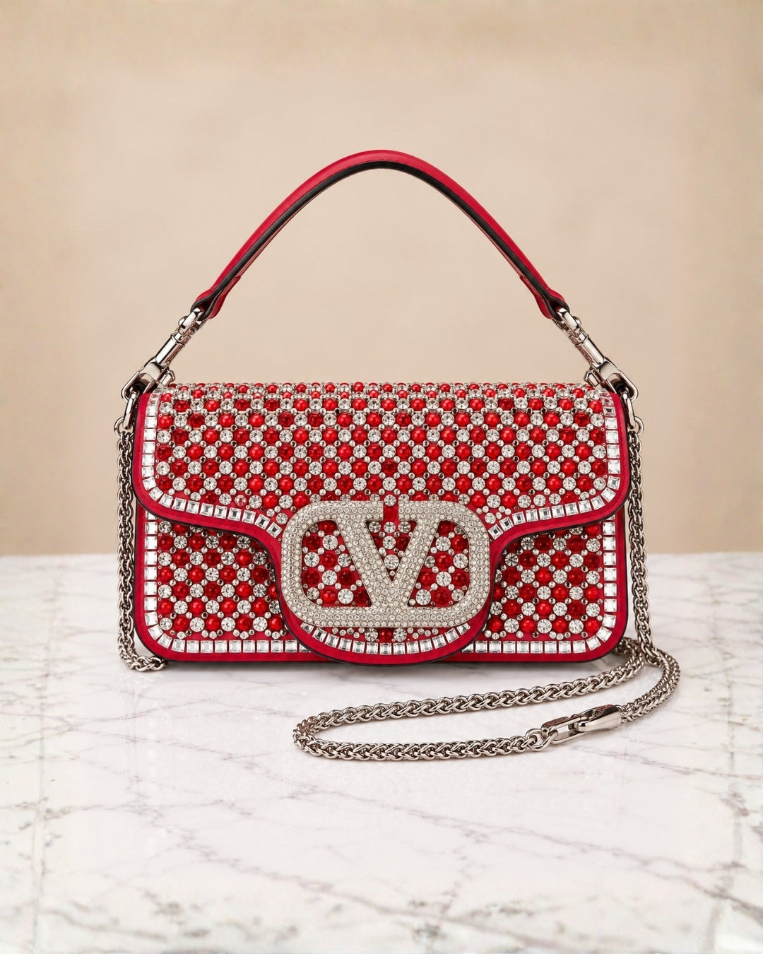 VALENTINO Crystal Shoulder Bag 24cm A+
