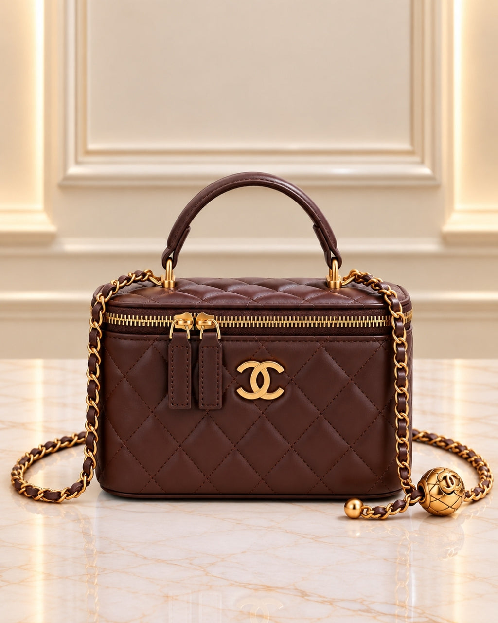 CHANEL Quilted Vanity Top Handle Bag 18cm