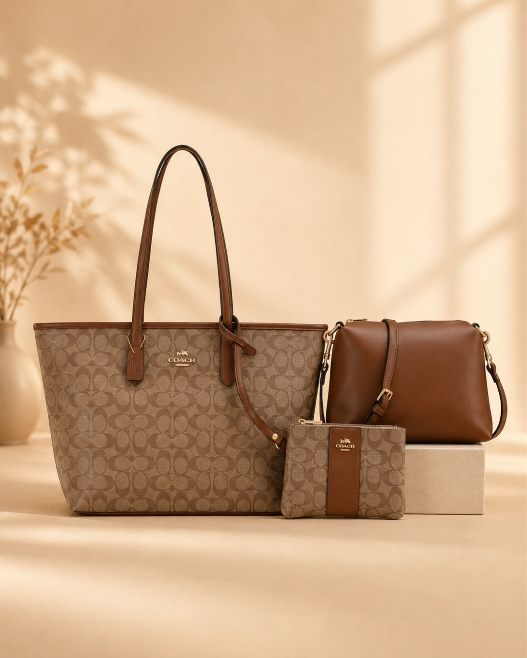 COACH Signature Tote 3-Piece Set 31 cm
