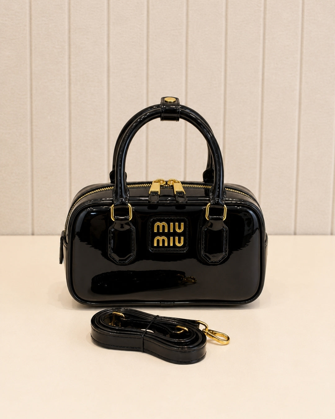 MIU MIU Glossy Mini Boston Bag 22cm