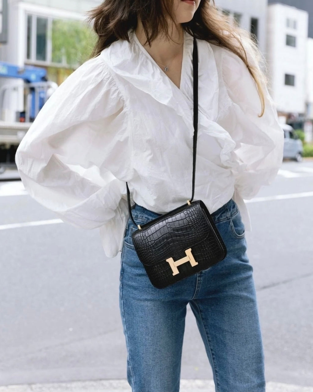 Hermès Croc Shoulder Bag 20cm