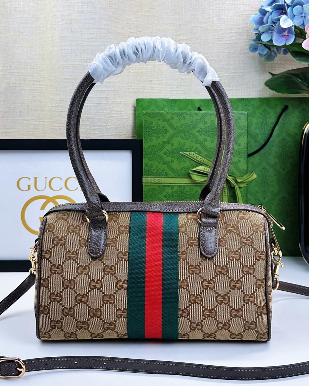 GUCCI Web Boston Tote 30cm