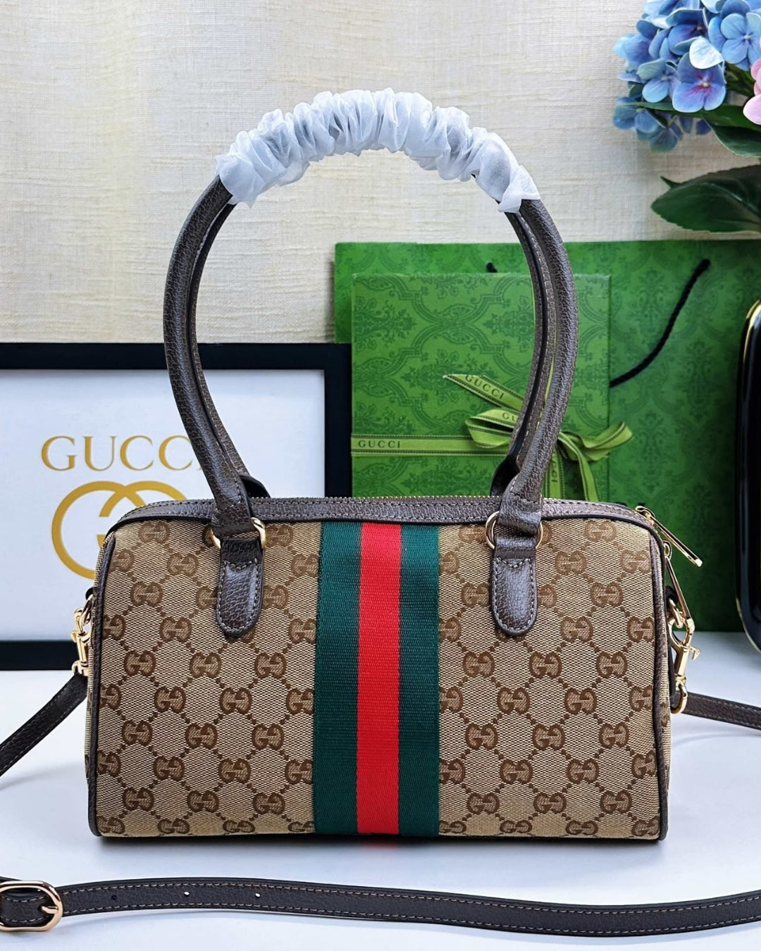 GUCCI Web Boston Tote 30cm