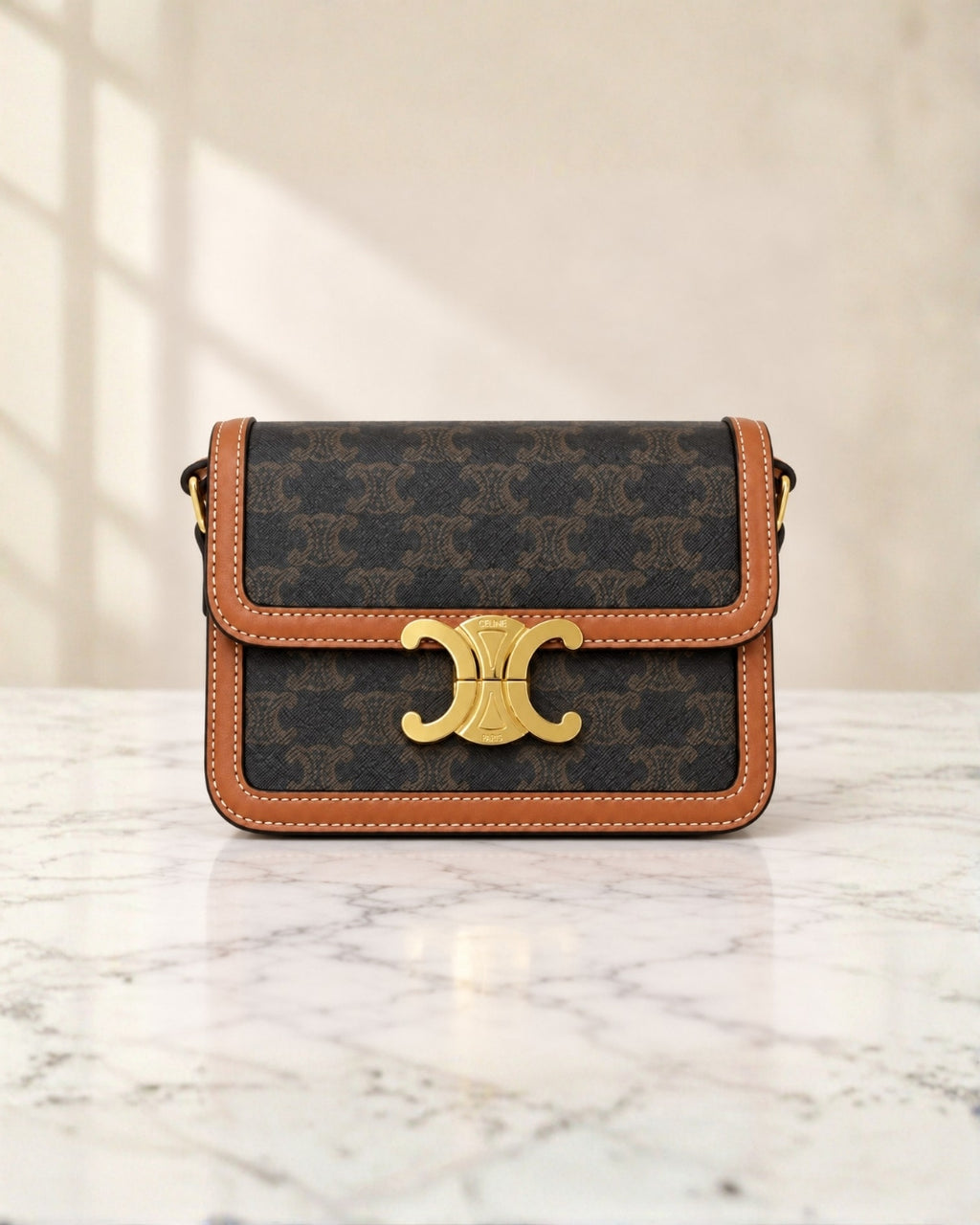 CELINE Triomphe Canvas Shoulder Bag 18cm