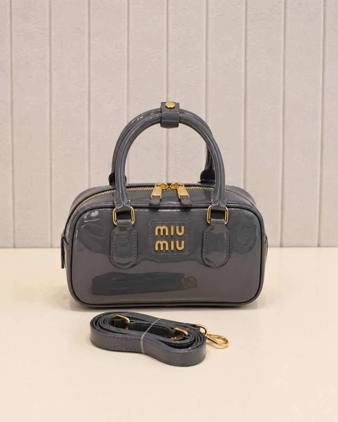 MIU MIU Glossy Mini Boston Bag 22cm