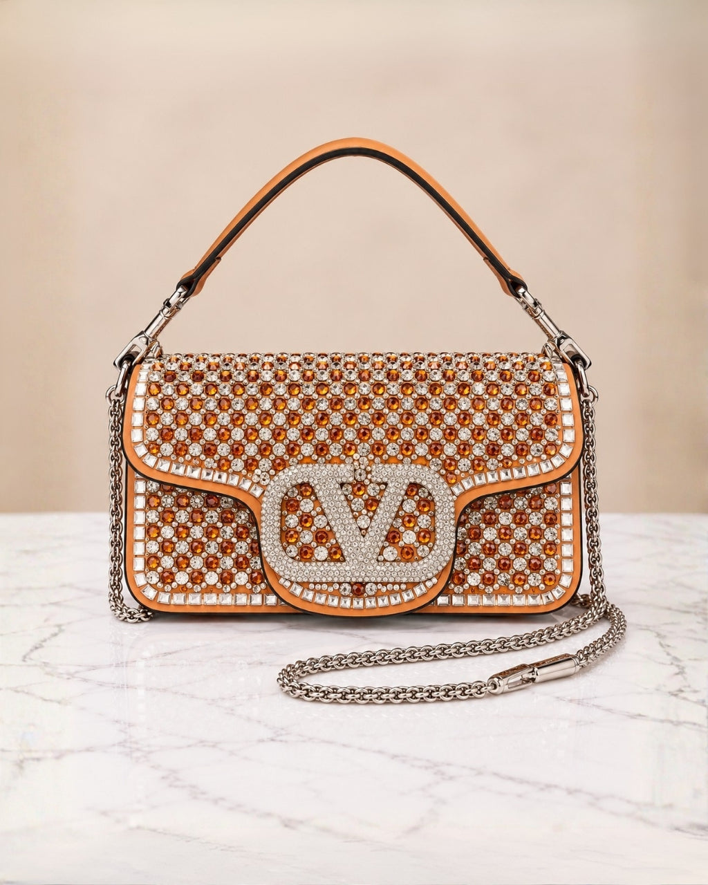 VALENTINO Crystal Shoulder Bag 24cm A+